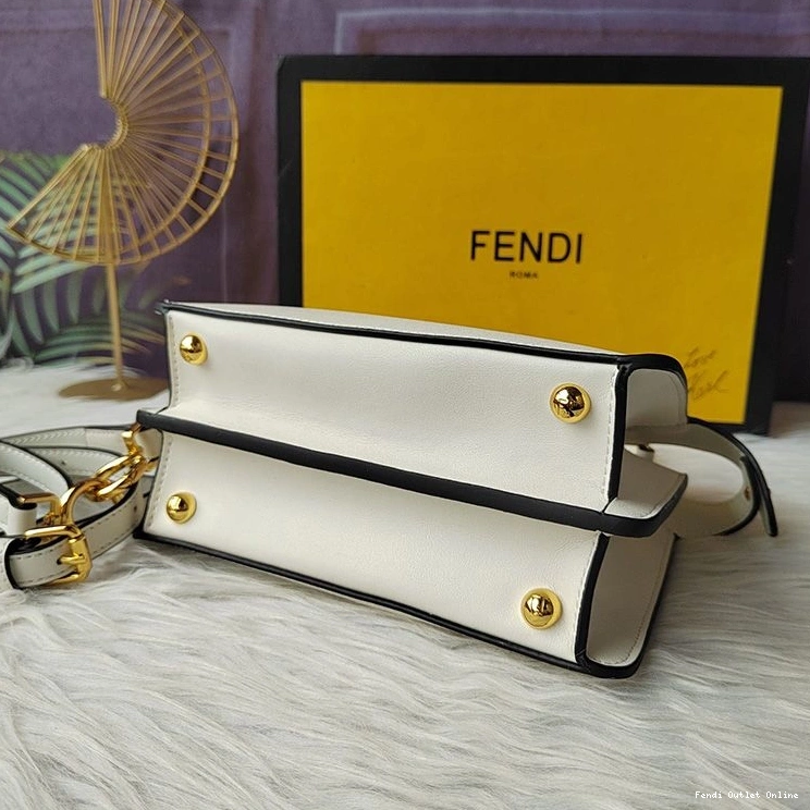 Affordable Leather Peekaboo Nappa ISeeU White Bag Petite Fendi In 0722
